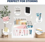 Mail Organizer Countertop, Desktop Mail Sorter with 4 Slots & Labels, White - Image 2