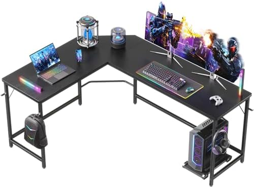 OLIXIS 66 Inch L Shaped Desk, Corner Computer Gaming Desks with Shelves by OLIXIS
