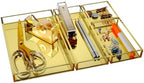 Gold Acrylic Desk Organizer for Office or Home Desk Drawer Dividers, Makeup Vanity Storage Bins, Stackable 4-Pack, Acrylic Accessory and Half Accessory Tray/Small Tray - Image 3