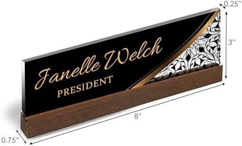 Artblox Personalized Office Desk Name Plate and Business Card Holder | Clear Acrylic Glass with Teak Wood Stand | Profesional Design Customized with Your Name and Credentials Office Desk Decor - Image 2