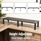 Mind Reader Dual Monitor Stand, Height Adjustable, Desktop Organizer, Laptop Riser, Office, 38.5"L x 11"W x 2.55-6.5"H, Black - Image 3