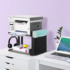 BTY Printer Stand Under Desk Printer Table with Storage Small Printer Cart with Wheels 2 Tier Desktop Printer Stands for Home Office Fax Machine Scanner Files (Grey) - Image 6