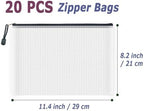 20pcs Mesh Zipper Pouch Bags, Multipurpose Waterproof Organization Storage Bag for Office School Home Travel (B5 Size 11.4''x8.2'', White and Black) - Image 2