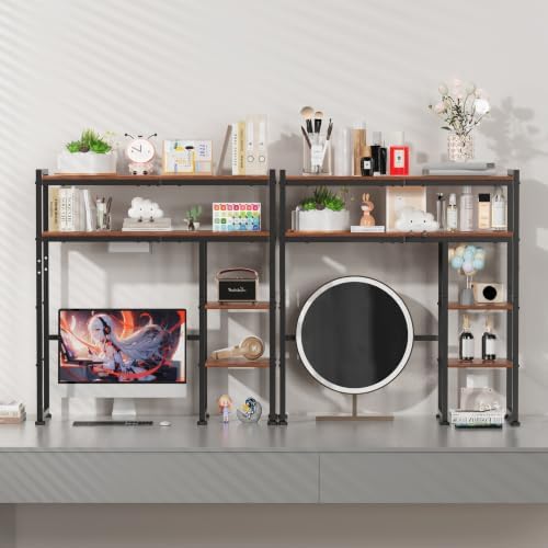 Aetheris Desktop Organizer Shelf, 30" Wooden Office Storage Rack, Display Shelf Rack, 5 Tier Desktop Display Rac, Desk Shelf, Desk Hutch for Computer Monitor (Brown) - Image 5