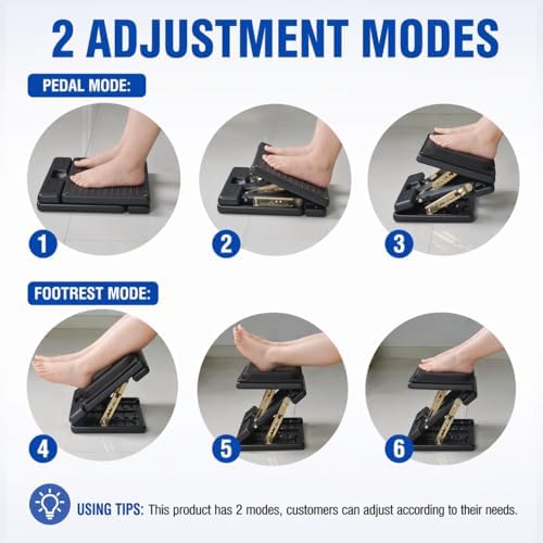 Under Desk Footrest, 4-Level Height Adjustable 12Modes Foldable Footrest - Image 4