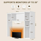3 Tier Desktop Bookshelf with Rechargeable Eye-Friendly LED Desk Light, Desk Hutch Organizer with 5 Shelves, Wooden Desk Bookshelf for Office, Dorm and Small Space, White - Image 2