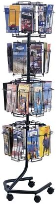 Safco Rotating Wire Brochure Holder, Metal Display Rack with 32 Pockets, Rolling Brochure Organizer, Powder Coat Finish, 5 Casters, Charcoal by SafcoProducts