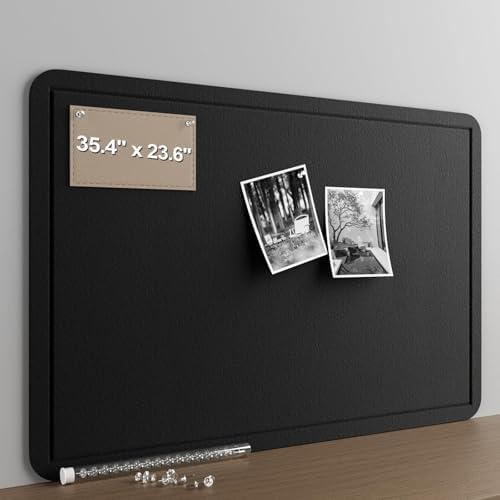 Felt Bulletin Board for Wall 36" x 24" Unfolded Size, Frameless Felt Pin Board, Soft Cork Board Alternative for Office, Home Planning, Notes, Photos & Wall Decor, Foldable Shipping, Easy Install by CreateYourIdealSpace