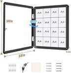 Mifuro 38"x38" Enclosed Bulletin Board, Lockable Weather-Resistant Aluminum Cork Noticeboard for School & Office, Black Frame w/Grey Flet - Image 5