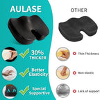 Luxury Seat Cushion, 4 Inch Extra Thick Memory Foam for Pressure Relief, Sciatica, Tailbone Pain & Back Pain Relief, Multi-Use for Bleachers, Car, Gaming, Office Chair (Black) - Image 2