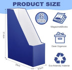 Feifeiya Magazine Holder Set of 6 Cardboard File Holder Desk, Navy Blue - Image 2