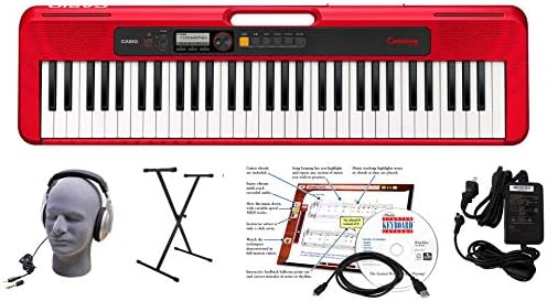 Casio CT-S200RD EPA 61-Key Premium Keyboard Package with Headphones, Stand, Power Supply, 6-Foot USB Cable and eMedia Instructional Software, Red by Unknown