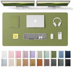 YSAGi Leather Desk Protector, Office Mat, Large Mouse Mat, Non-Slip PU Leather Blotter, Laptop Desk, Waterproof Writing Pad for Office and Home (Green, 47.2" x 23.6") by YSAGi