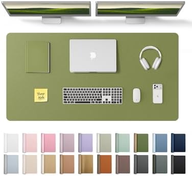 YSAGi Leather Desk Protector, Office Mat, Large Mouse Mat, Non-Slip PU Leather Blotter, Laptop Desk, Waterproof Writing Pad for Office and Home (Green, 47.2" x 23.6") by YSAGi