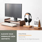 muso wood Oak Headphone Stand, Wood Headset Stand with Storage Base - Image 3