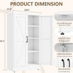 White Metal Storage Cabinet, 43" Kitchen Pantry Cabinets for Office - Image 2