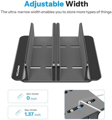 OMOTON 3-Slot Multiple Vertical Laptop Stand, Fits All MacBook, Black - Image 2