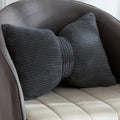 HIGOGOGO Lumbar Support Pillow for Recliner Chair, Bow Knot Shaped Back Support Cushion, Striped Corduroy Soft Decorative Lumbar Pillow for Office Chair, Sofa, Car, Bed, Living Room - Dark Grey by HIGOGOGO