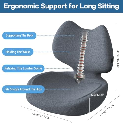 Memory Foam Seat Cushion with Back Support, One-Piece Design - Image 3