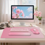 4-in-1 Large Gaming Mouse Pad, Keyboard Wrist Rest Pad & Wrist Support Mousepad Set, Extended Desk Pad Waterproof Desk Mat for Home Office Decor Study Game 35.4×15.7 Inches I Gradient Pink Blush - Image 2