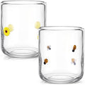 SiliFine 2 PCS Sunflower & Bee Icon Juice Glasses by SiliFine