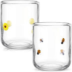 SiliFine 2 PCS Sunflower & Bee Icon Juice Glasses by SiliFine