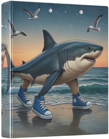 ALAZA Tralalero Tralala Meme Italian Brainrot Shark 8 3 Ring Binder 1.5 Inch Three Ring Office Binders w/clipboard & 3 Pockets, Hold 200 Sheets, 2 pcs by ALAZA