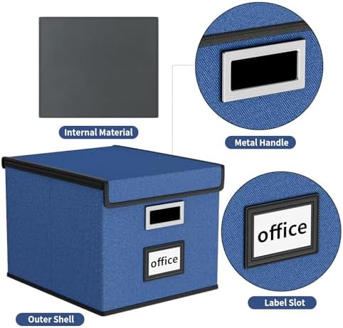 File Organizer Box with Lids, Collapsible File Folder Organizer - Image 3