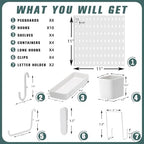 MULSAME Pegboard Combination Kit, 25.2" x 50.4" Wall Mounted Storage Set with 8 Pegboards & 40 Accessories Hanging, Peg Boards Organizer - Image 4