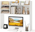 GOFLAME 6 Shelves Desktop Bookshelf, 37” Desk Hutch Dorm for Computer Monitor Up to 32”, 3-Tier Countertop Display Rack, Wood Desk Storage Organizer Shelf for Home Office, Study, White by GOFLAME