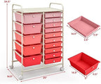 Giantex 15 Drawers Rolling Cart, Classroom Organizers, Storage Cart with Wheels, for Teacher Office Home School Supplies Tool Craft Art Paper - Image 3