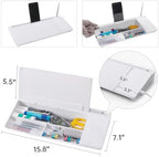 Small Glass Desktop Whiteboard Dry-Erase-Board - Computer Keyboard Stand with Wireless Charger White Board Surface Pad with Drawer, Desk Organizers with Accessories for Office, Home, School Supplies - Image 4