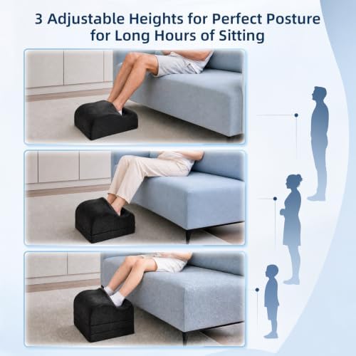 Foot Rest Under Desk, 3 Adjustable Heights for Various Height - Image 2