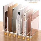 YUXUN Acrylic Magazine Holder,Clear Desk Organizer File Sorter for Notebook,Paper,Envelope,Magazine, Book Storage-Office/Home/Classroom Organization(6 Compartments,B5) - Image 3