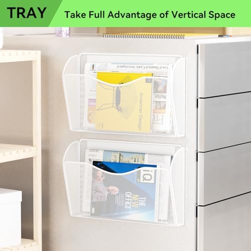 Magnetic File Holder - Heavy Duty Wall File Organizer for Refrigerator & Whiteboard - Strong Magnet Mail Holder & Magazine Rack, No Drilling Document Storage Basket for Office Cabinet - Image 6