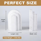 Natural Marble Book Ends - Heavy Duty Bookends for Shelves - Aesthetic Layered Arch Design Stone Book Holders, Decorative Modern Office Bookshelf Stopper Decor for Books/CDs, White - Image 3