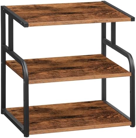 HOOBRO Printer Stand, 3-Tier Desktop Printer Table, Under Desk Printer Storage Office Organizer, Storage Rack with Adjustable Shelf, for Home Office, Kitchen, Living Room, Rustic Brown BF06PS01 by HOOBRO