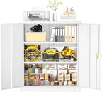 Greenvelly Metal Garage Storage Cabinet, Lockable Metal Cabinets with 2 Doors and Shelves,36”Steel Storage Locking Counter Cabinet for Office,Garage,Kitchen,Home,School(White) by Greenvelly