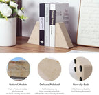 Karibiber Marble Bookends for Heavy Books, Decorative Book Ends for Shelves, Beige Stone Durable and Heavy-Duty Book Ends for Hardback Books & CDS, Unique Book Stopper & Holder, Set of 2 - Image 5