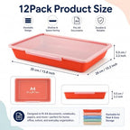 gisgfim 12 Pack Flat Storage Paper Tray with Clear Latching Lids, Morandi - Image 2