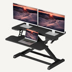 SANODESK 32" Height Adjustable Standing Desk Converter, Desk Riser Sit Stand Workstation for Home Office Laptop & Dual Monitor Setup, Ergonomic Lift Platform, Black by sanodesk