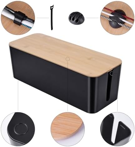 2Pack Cable Management Box,Wooden Style Cord Organizer Cord Hide Box - Image 5