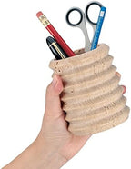 Pen Holder Stand for Desk, Natural Travertine Stone Makeup Brush Holders, Modern and Functional Pencil Cup for Office Supplies Tableware Organizer for Home Decor School Beige (PH90110) - Image 5