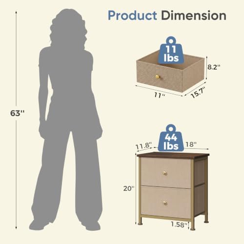 DUMOS Nightstand Set of 2, Bedroom Bedside Table with Storage - Image 3