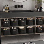 ORGIDOL 12 Pack Black Plastic Storage Bins, Storage Container for Organizing, Storage Boxes with Handle for Shelves, Cute Organizer Bins for Craft, Snacks, Pantry, Cabinet, 8.7x6.7x5.66inch - Image 4