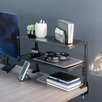 VIVO Black Clamp-on 24 inch 2-Tier Desk Shelf, STAND-SHELF24C - Image 2