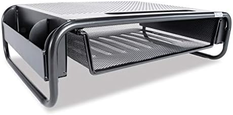 Allsop 32166 Metal Art Organizer 5 Riser Monitor Stand with Drawer and Side Caddies, Black by Allsop
