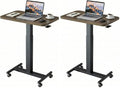 HUANUO Small Rolling Laptop Standing Desk, Height Adjustable Mobile T-Base Desk with Lockable Casters, Portable Sit-Stand Workstation for Bedside & Sofa, Walnut (Pack of 2) by HUANUO