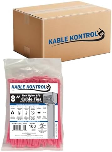 Kable Kontrol Cable Zip Ties, 8 Inch, 10000 Pcs, 50lbs Test, Pink by KABLEKONTROL%C2%AE