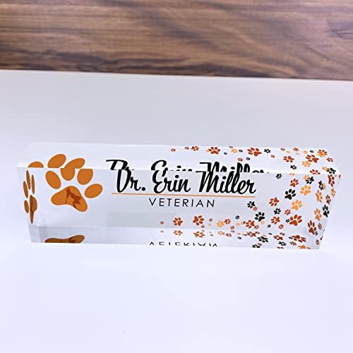 Artblox Office Desk Name Plate Personalized | Custom Name Plates for Desks | Vet Dog Design On Clear Acrylic Glass | Cute Office Desk Accessories Customized Gifts - (8" x 2.5") - Image 4